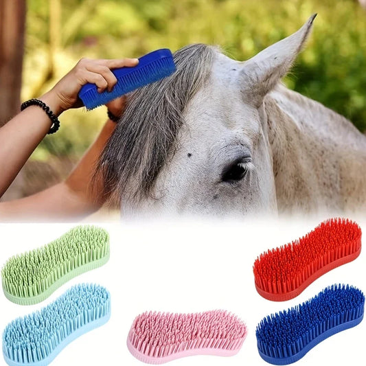 EquiGlow DuoBrush – 2-teiliges Silikon-Pflegebürsten-Set für Pferde Massage & Reinigung