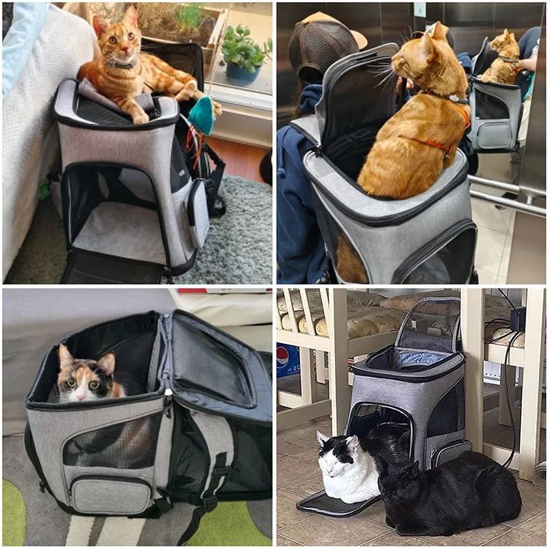 Atmungsaktiver Katzen-Reiserucksack – Nylon, erweiterbar, 6,5 kg