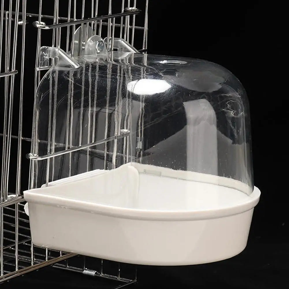 Hängende Vogeltränke aus transparentem Kunststoff, 13,5 x 13,5 x 12,6 cm, für Käfige