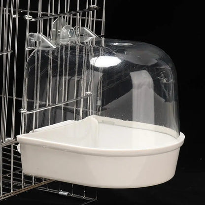 Hängende Vogeltränke aus transparentem Kunststoff, 13,5 x 13,5 x 12,6 cm, für Käfige