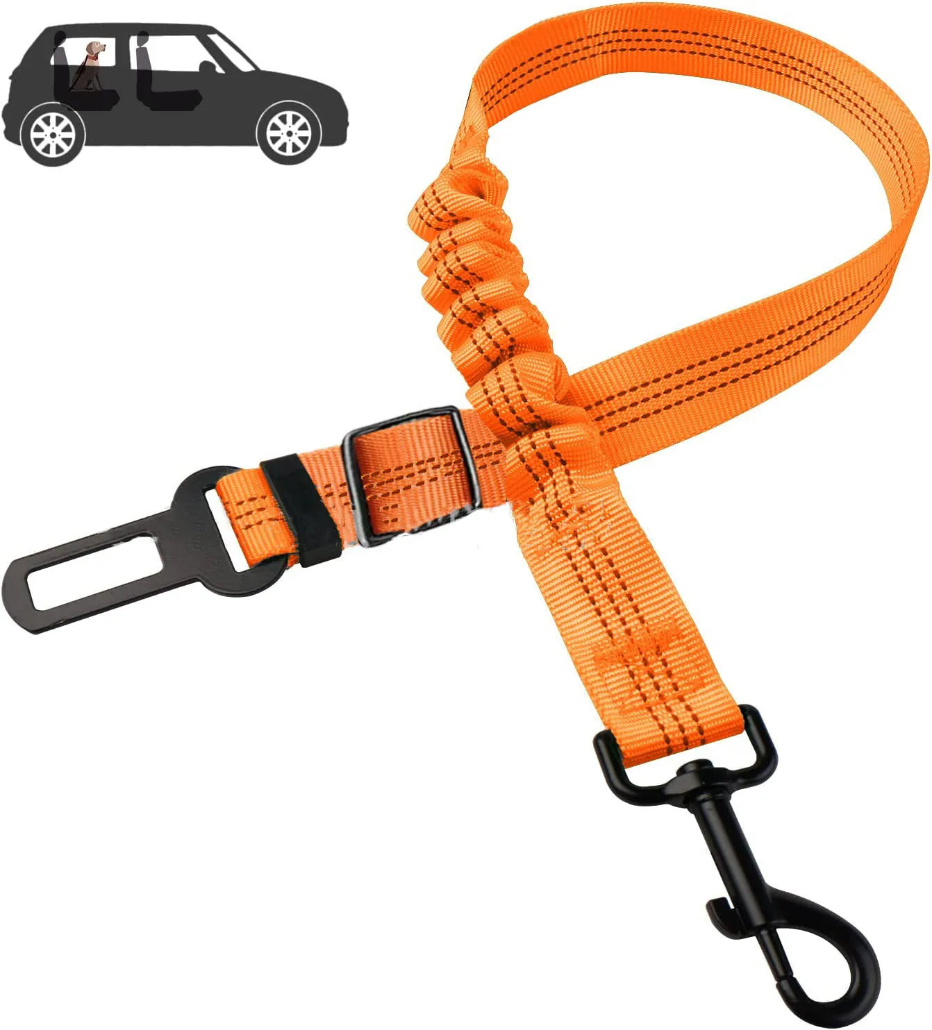 SafeRide FlexGuard – Verstellbarer Hunde-Autosicherheitsgurt mit Elastischer Dämpfung & Reflexion