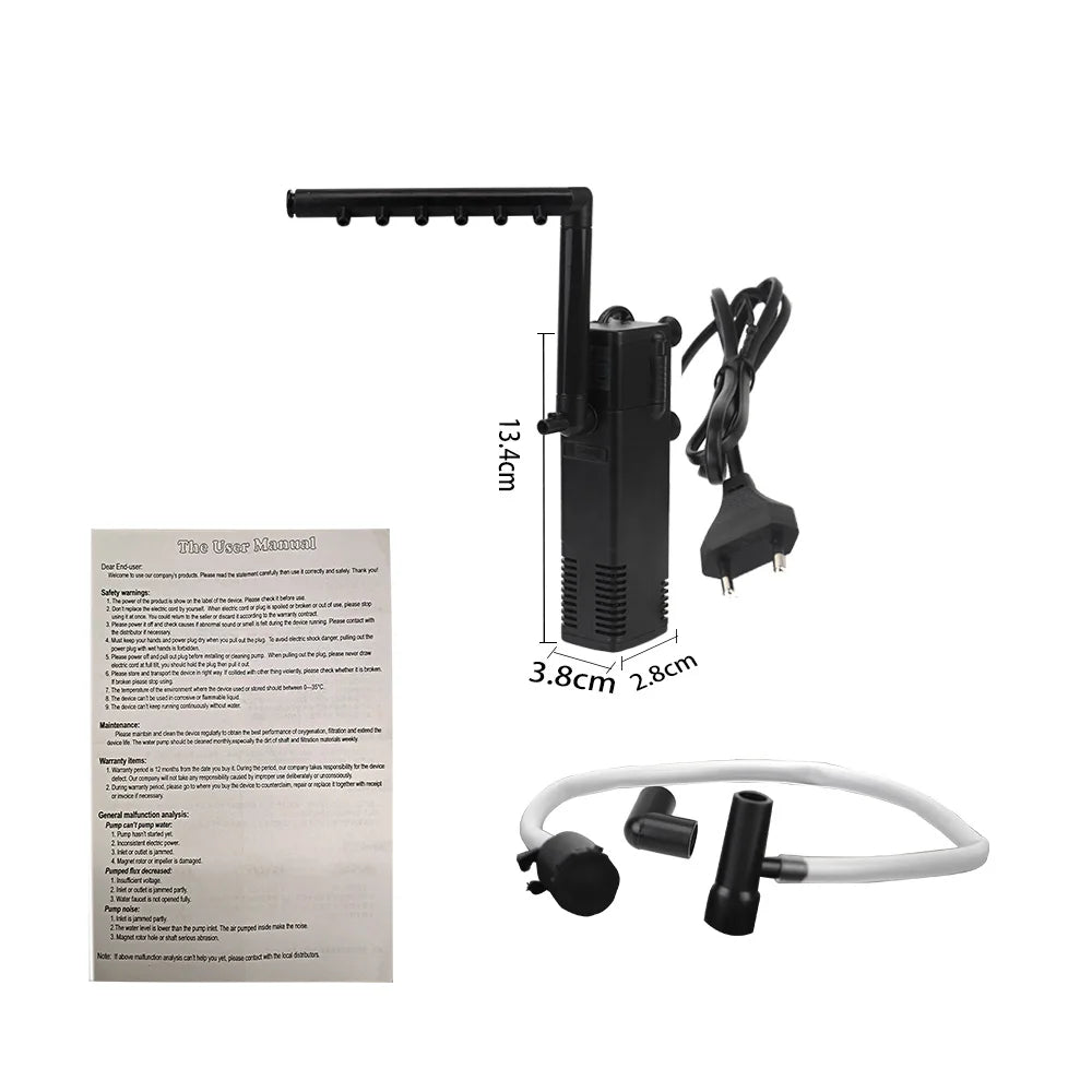 Tauchpumpe für Aquarien, 3–8 W, leise – Filter und Sauerstoff