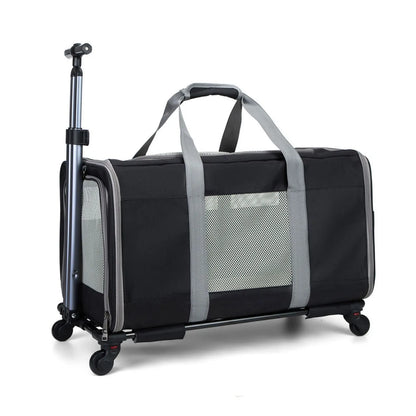 Haustierwagen Oxford Khaki 60x40x35 cm – Transportbox mit Rollen für Katzen oder kleine Hunde