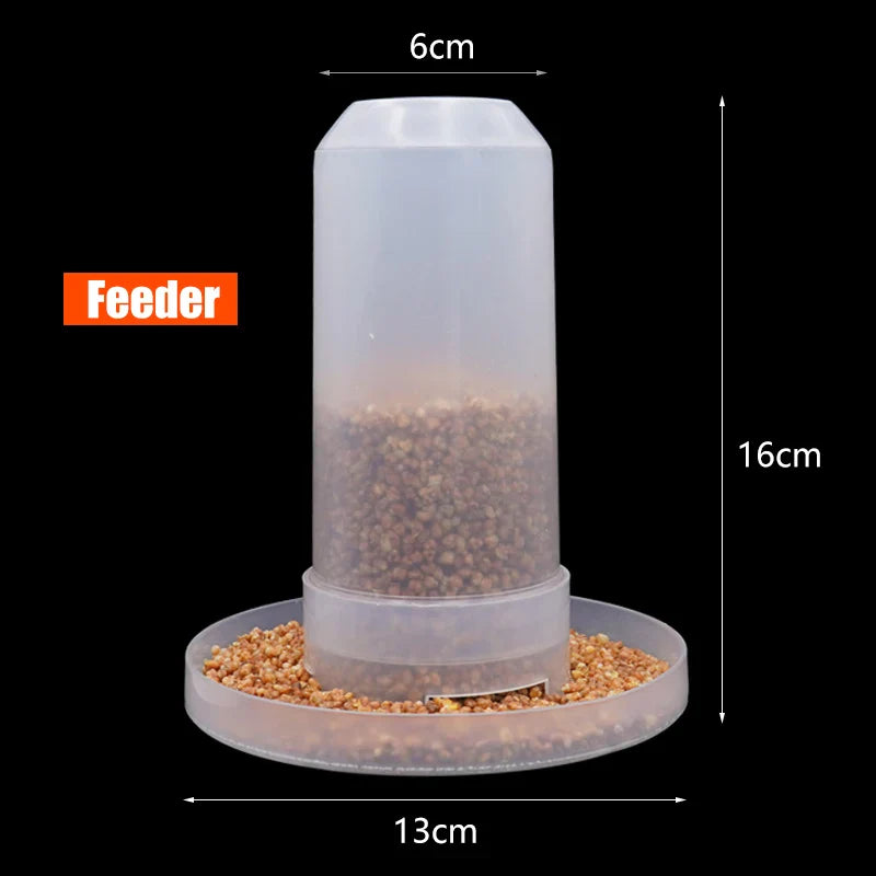 Automatischer Vogeltrinkbecher 350 ml – Transparenter Kunststoff mit Weiß