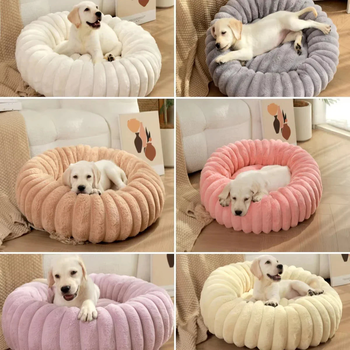 Runde, flauschige Haustiermatratze – Warmes, waschbares Bett für Katze/Hund