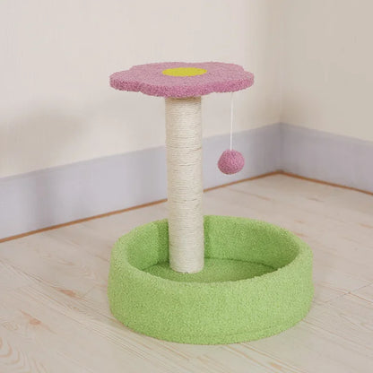 KlimPaws BloomNest Kratzbaum mit Sprungplattform und blütenförmigem Katzennest