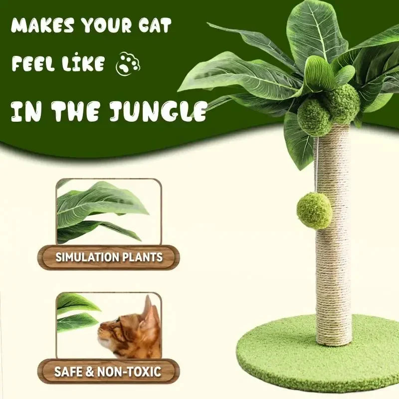 Sisal-Kratzbaum für Katzen, 30 cm, mit Hängekugeln – Plüsch & Holz, stabil