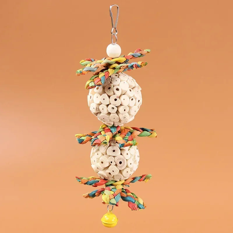 Interaktives Futtersuchspielzeug Papagei – Beißball aus Kunststoff, bunt