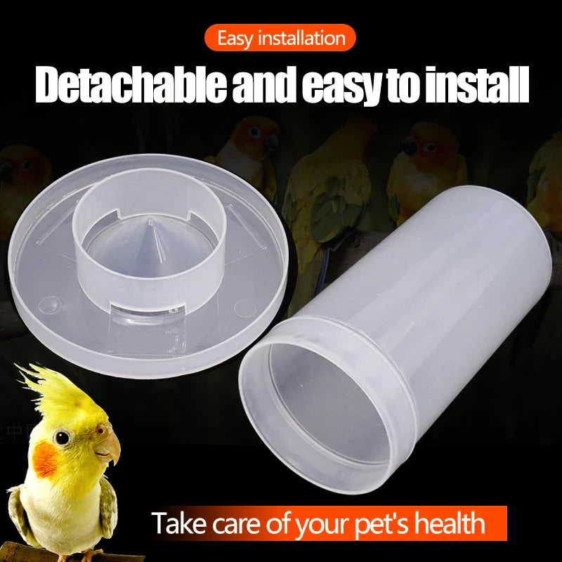 Automatischer Vogeltrinkbecher 350 ml – Transparenter Kunststoff mit Weiß