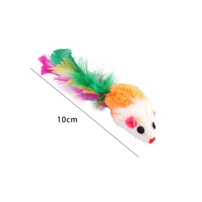 FurryHunt Katzen-Spielmaus – Kunstfell, Federschwanz & Regenbogen-Design
