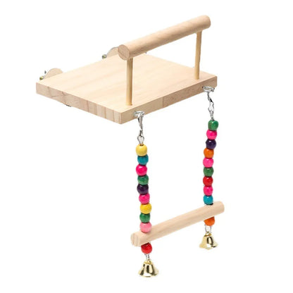 Holz-Papageienstange mit Nageperlen – natürlicher Spielplatz