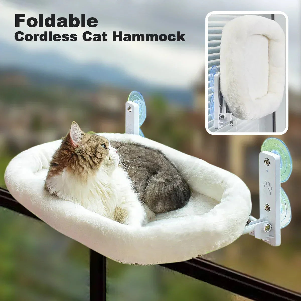 Kabellose Katzen-Fensterhängematte – Saugnapf – Tragkraft: 18 kg