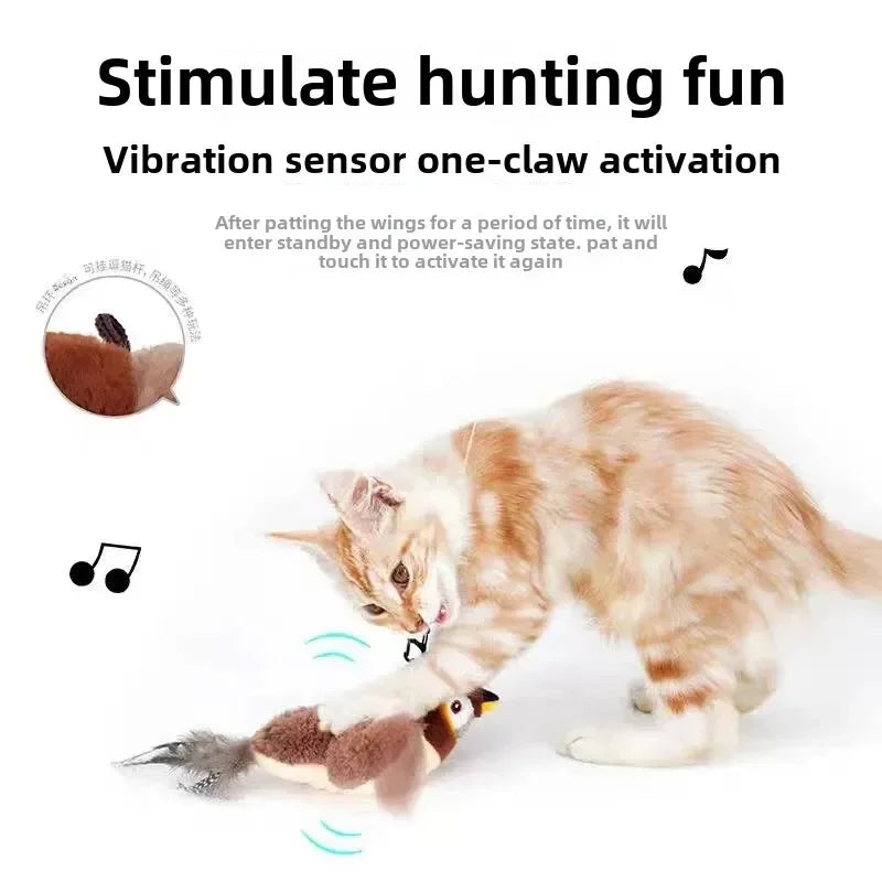 Interaktiver Katzenvogel mit Geräuschen, Katzenminze und USB-Ladefunktion