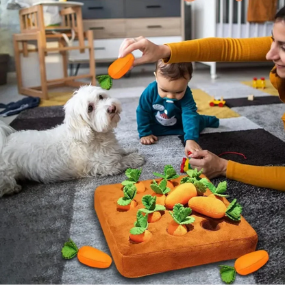 Karotten-Schnüffelmatte für Hunde – Interaktive Spielmatte mit 12 versteckten Karotten