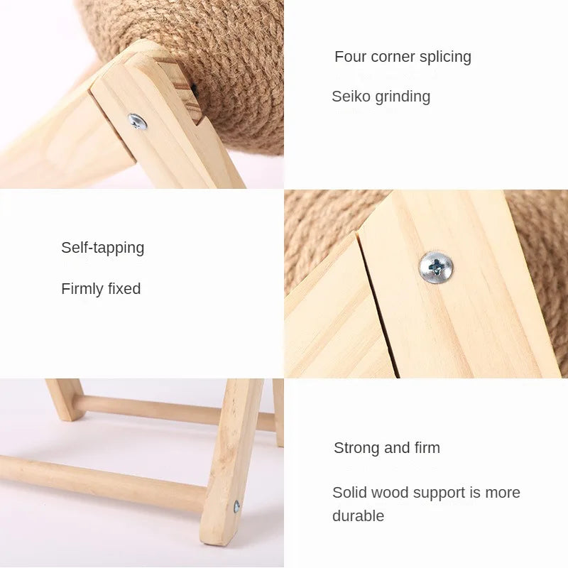 Katzenkratzbaum aus Holz mit Hanfseil – Dreieckiges Design