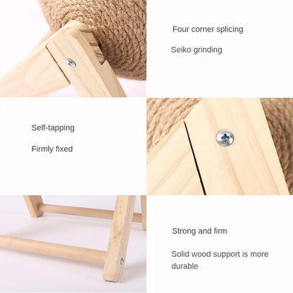 Katzenkratzbaum aus Holz mit Hanfseil – Dreieckiges Design