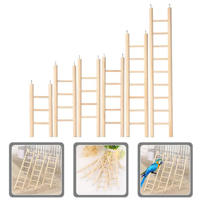Kletterleitern aus Holz für Kakadus – 6er-Set – Khaki – 16–37 cm