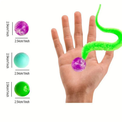 Interaktive Katzenbälle mit Schwanz – 5er-Set aus Gummi und Textil