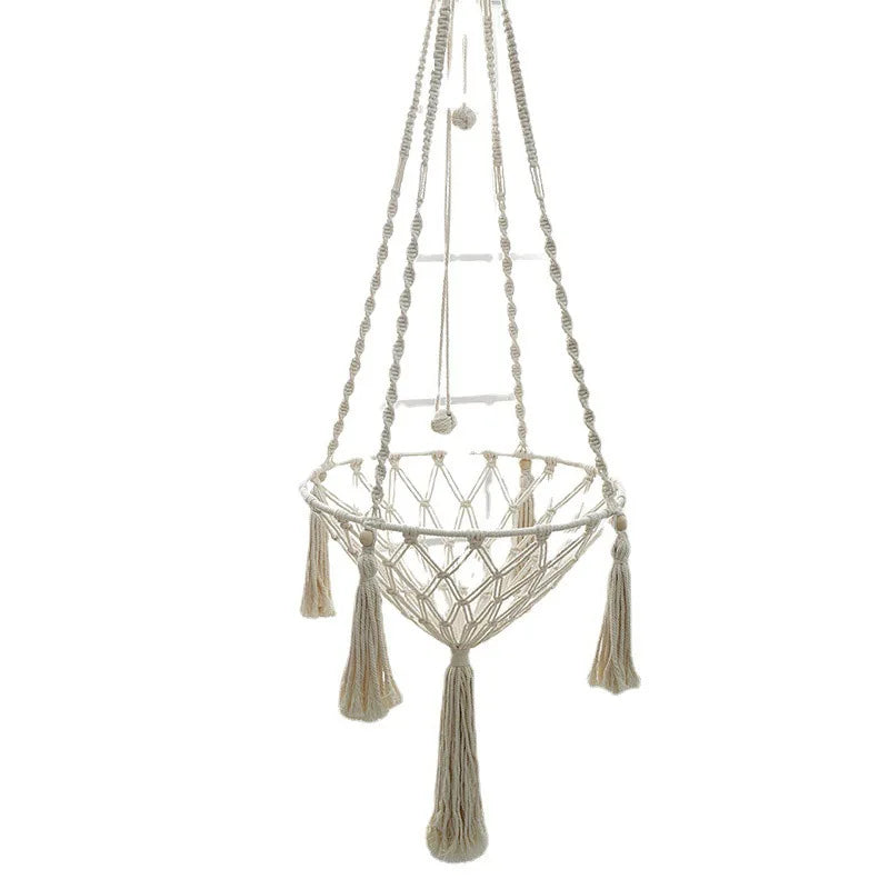 Hängematte mit Katzenmotiv aus Baumwolle – handgewebt – 135 x 40 cm – Reisweiß