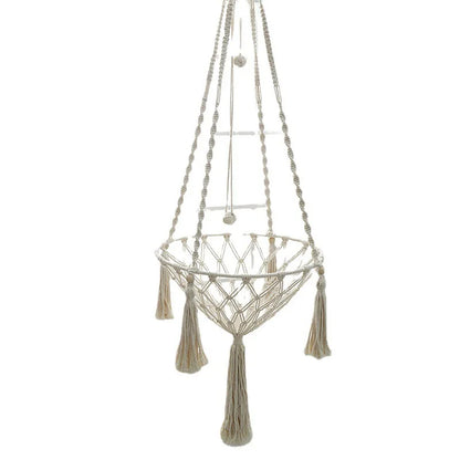 Hängematte mit Katzenmotiv aus Baumwolle – handgewebt – 135 x 40 cm – Reisweiß