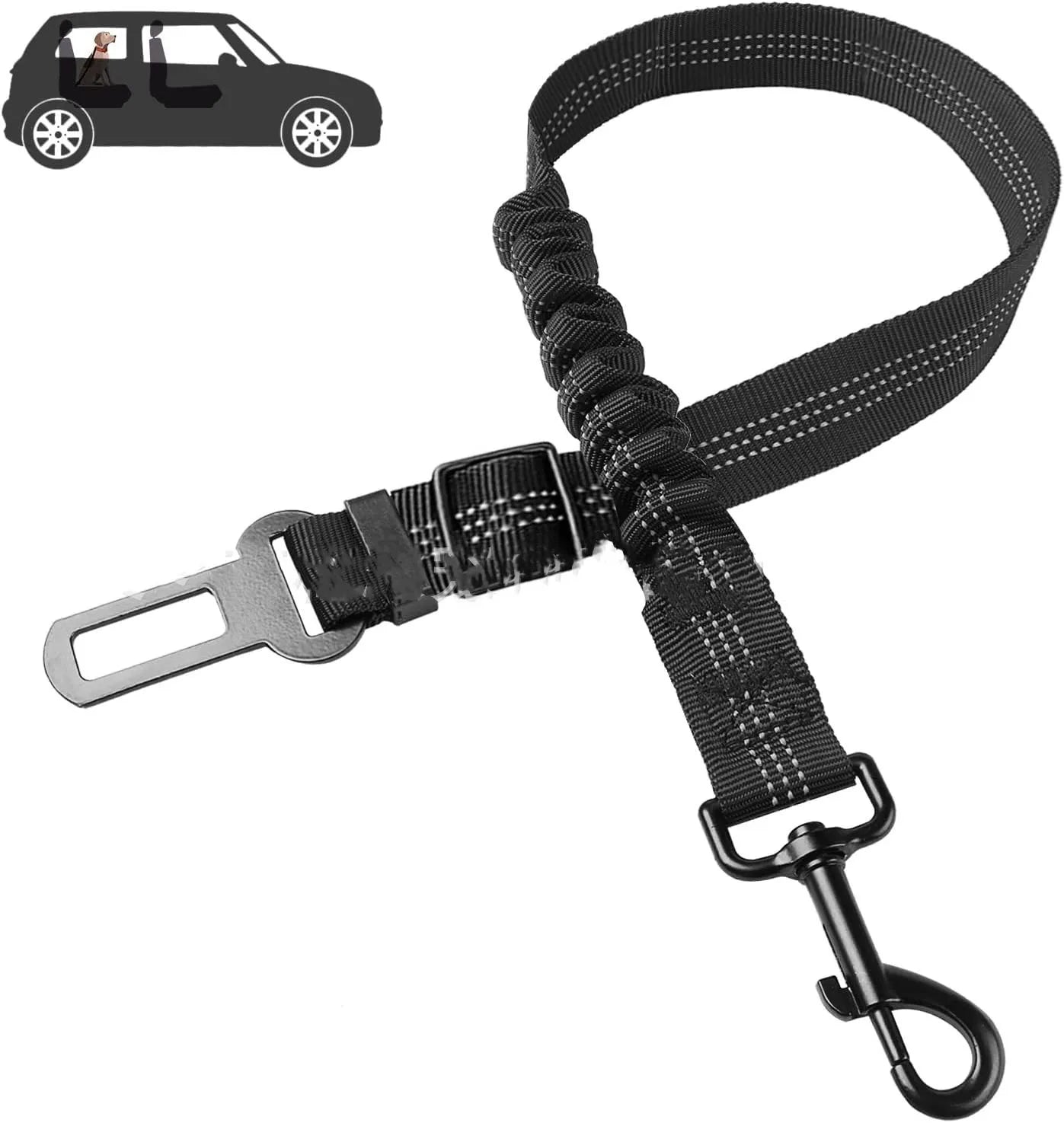 SafeRide FlexGuard – Verstellbarer Hunde-Autosicherheitsgurt mit Elastischer Dämpfung & Reflexion