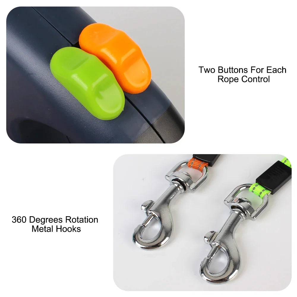 DuoWalk 3M Automatische Hundeleine mit Taschenlampe und Kotbeutelhalter