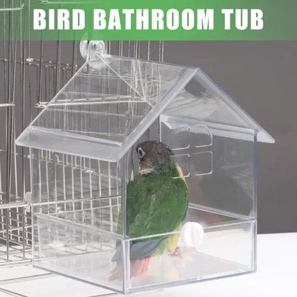 Auslaufsicheres Vogelbad aus Acryl mit Schublade – 14,5 × 14 × 18,5 cm für Wellensittiche