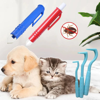 TickGuard Pro 4-teiliges Zecken- & Flohentferner Set für Hunde und Katzen