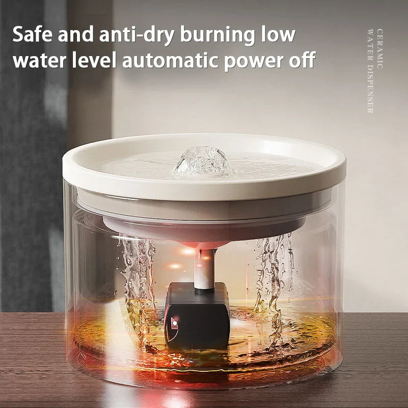 Keramik-Trinkbrunnen 1,5 l – Leise, USB, mit Aktivkohlefilter, Weiß