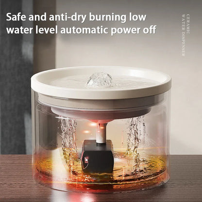Keramik-Trinkbrunnen 1,5 l – Leise, USB, mit Aktivkohlefilter, Weiß