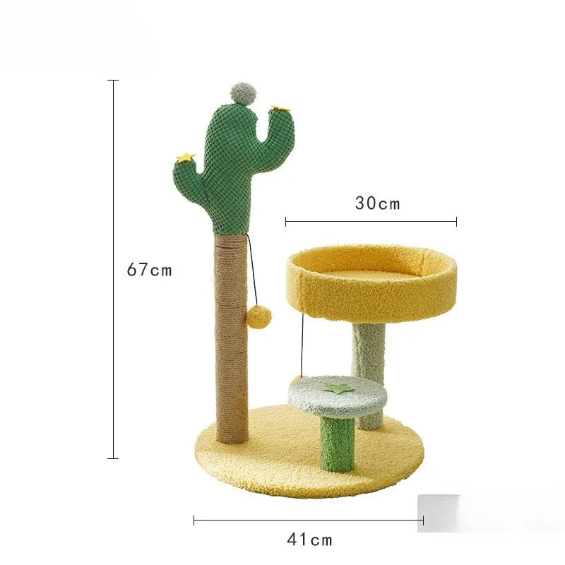 Katzenkletterbaum in Kaktusform – Sisal & Plüsch, grünes Design