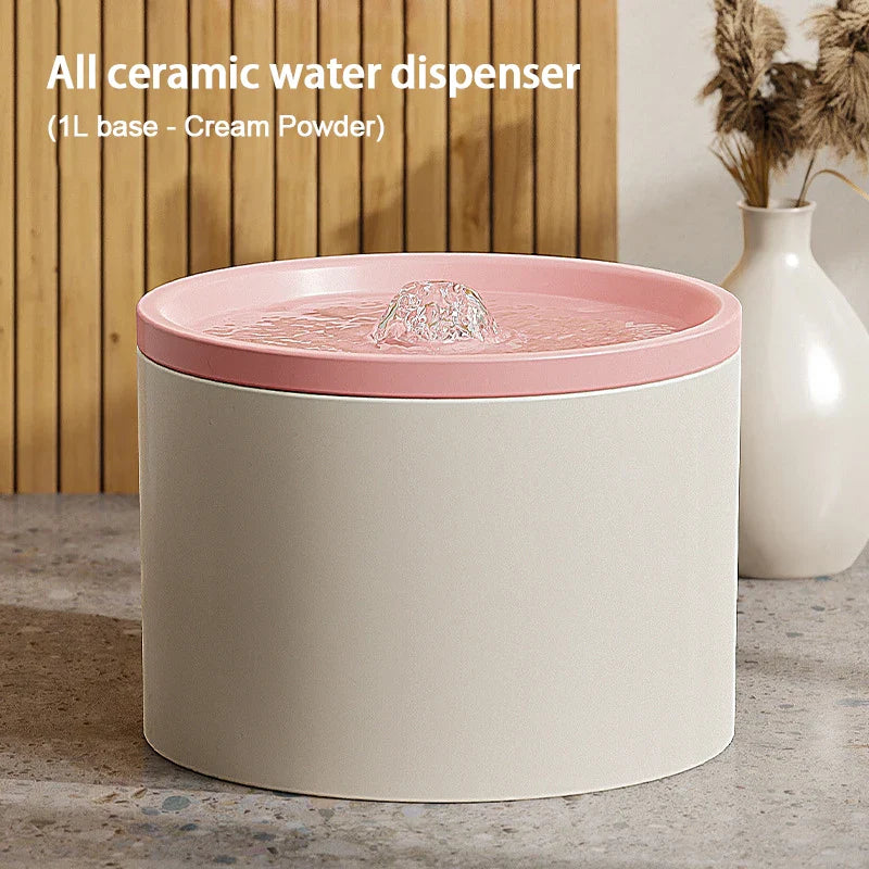 Keramik-Trinkbrunnen 1,5 l – Leise, USB, mit Aktivkohlefilter, Weiß