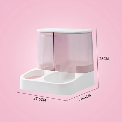 2-in-1-Napf und Wasserspender für Haustiere – Edelstahl & Kunststoff, Rosa/Blau/Weiß