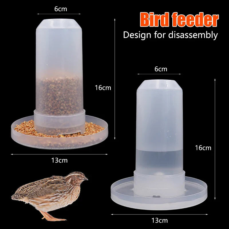 Automatischer Vogeltrinkbecher 350 ml – Transparenter Kunststoff mit Weiß