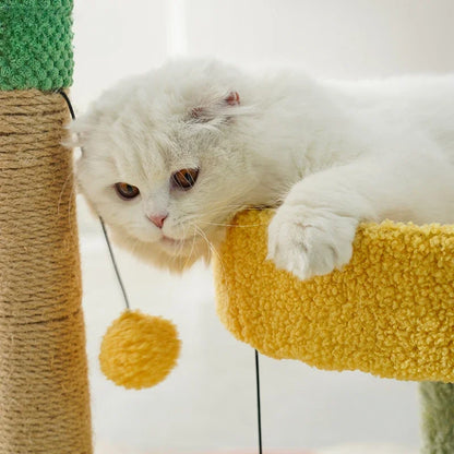 Katzenkletterbaum in Kaktusform – Sisal & Plüsch, grünes Design