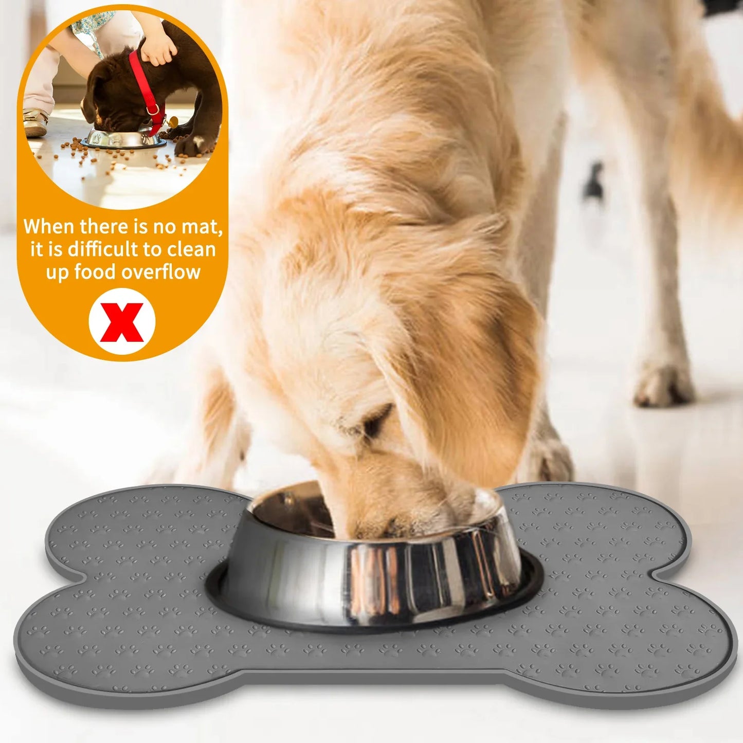 Rutschfeste Silikon-Futtermatte für Hunde und Katzen – wasserdicht