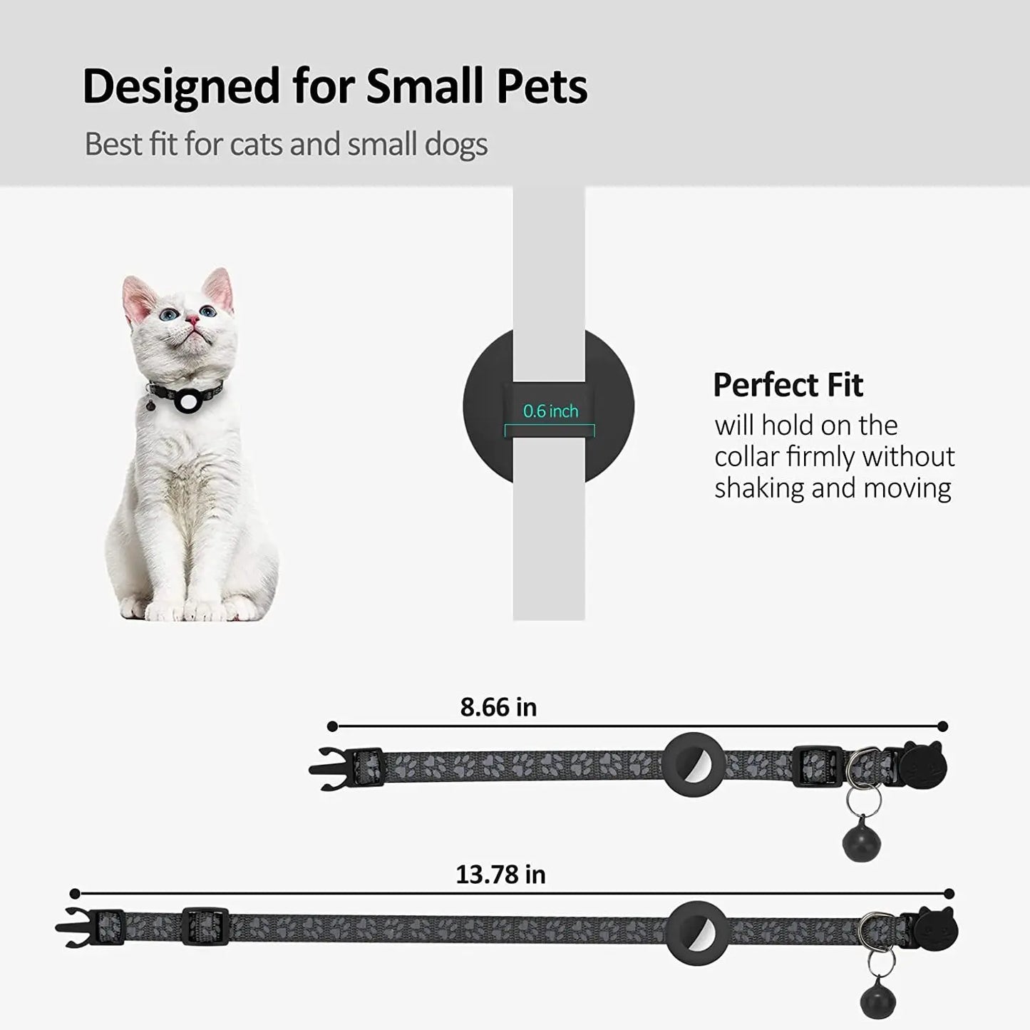 SafePaw Reflektierendes Airtag-Halsband mit Glöckchen