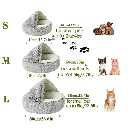 Flauschiges Donut-Katzenbett mit Mütze – weich und warm für kleine Haustiere