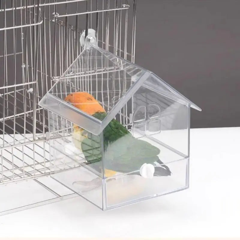 Auslaufsicheres Vogelbad aus Acryl mit Schublade – 14,5 × 14 × 18,5 cm für Wellensittiche