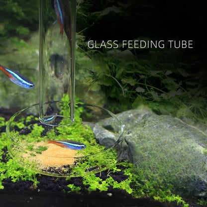 Aquarium Glas-Fütterungsrohr & Garnelenschale Set – Glockenförmiger Borosilikatglas-Futterspender