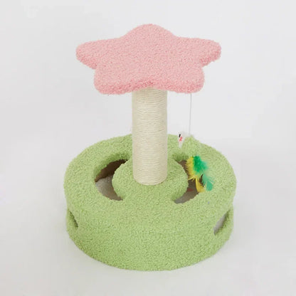 KlimPaws BloomNest Kratzbaum mit Sprungplattform und blütenförmigem Katzennest