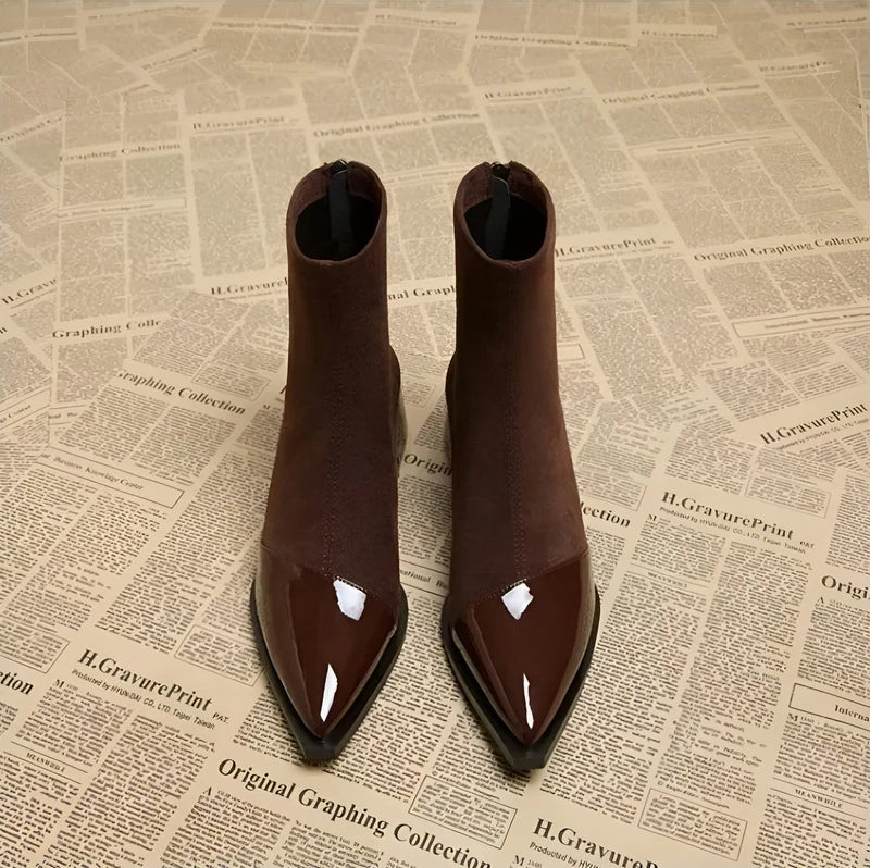 Ravenna Damen Veloursleder Stiefeletten | Bequeme Blockabsatz Boots mit Reißverschluss