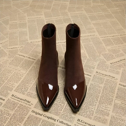 Ravenna Damen Veloursleder Stiefeletten | Bequeme Blockabsatz Boots mit Reißverschluss