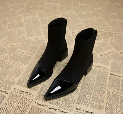 Ravenna Damen Veloursleder Stiefeletten | Bequeme Blockabsatz Boots mit Reißverschluss
