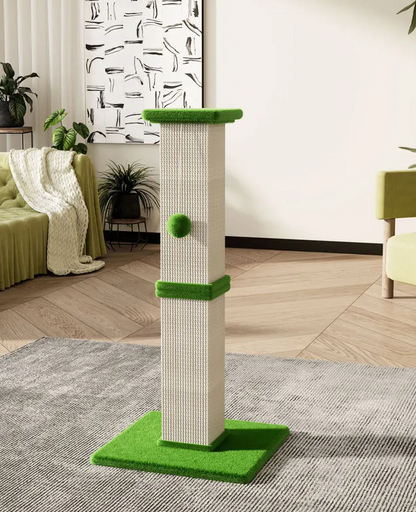 Katzenkratzbaum 80 cm hoch – Sisal mit Spielball, 40 x 40 cm Sockel, mehrfarbig