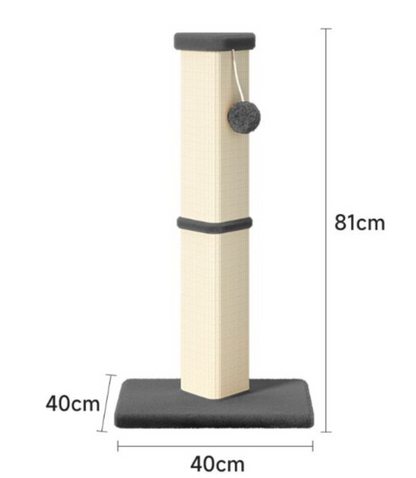 Katzenkratzbaum 80 cm hoch – Sisal mit Spielball, 40 x 40 cm Sockel, mehrfarbig