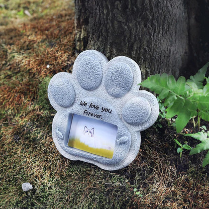 EternalPaw – Kreativer Gedenkstein aus Kunstharz mit Fotohalterung für Haustiere