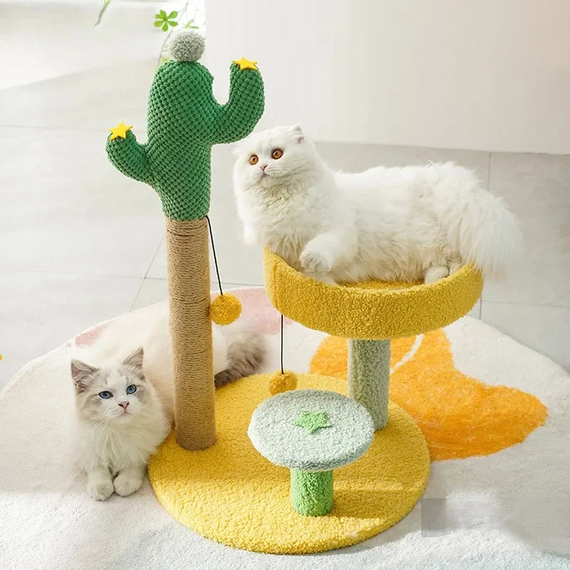 Katzenkletterbaum in Kaktusform – Sisal & Plüsch, grünes Design