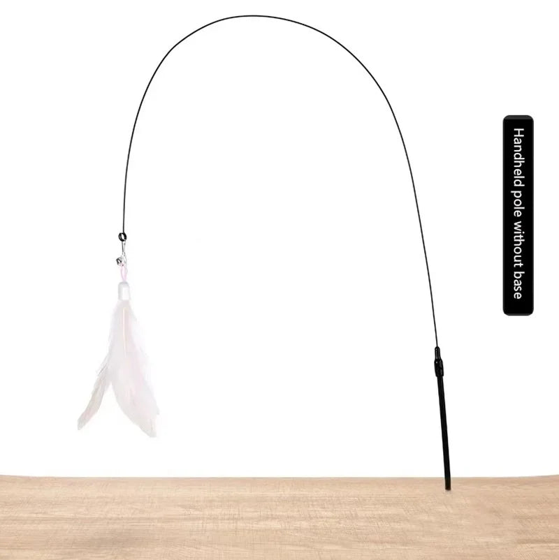 Katzenspielzeug mit Federn und Glöckchen – 80 cm langer Spielzeugstab mit Saugnapf