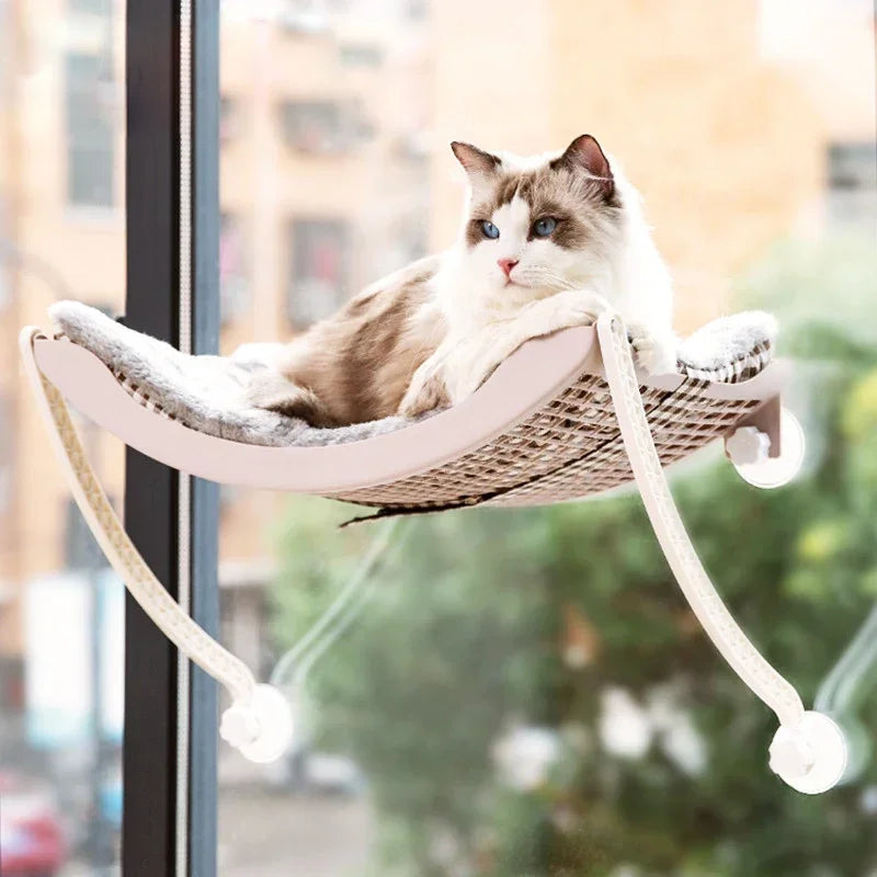 Katzen-Fensterhängematte aus Arctic Fleece – Saugnapf – 100 % Baumwolle – Waschbar
